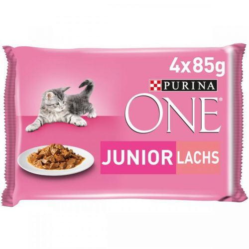 PURINA ONE JUNIOR krmivo pro koťata v kapsičce s omáčkou s lososem 4 × 85 g