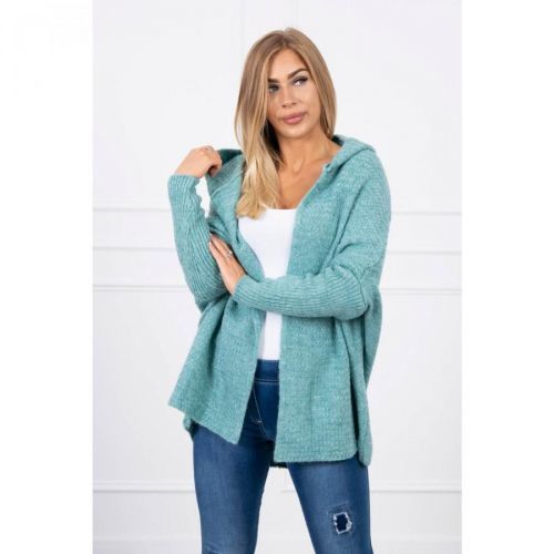 Hooded sweater with batwing sleeve light green