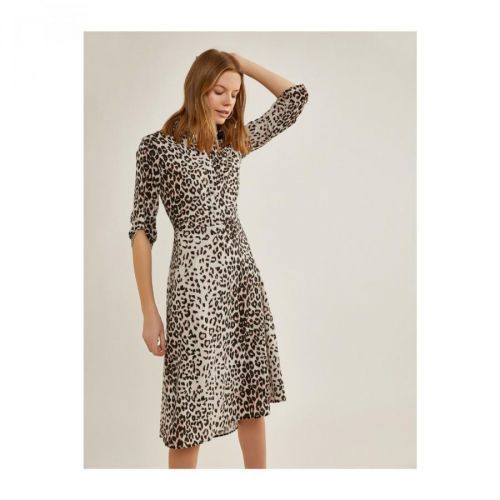 Koton Women's Brown Leopard Pattern Dress 9YA88325PW