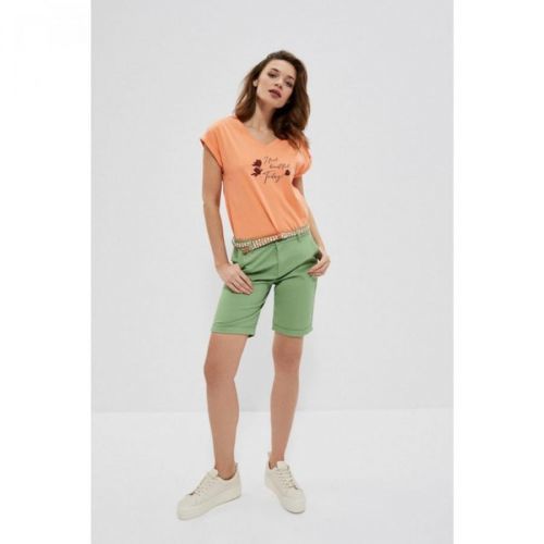 Cotton shorts with a belt - green