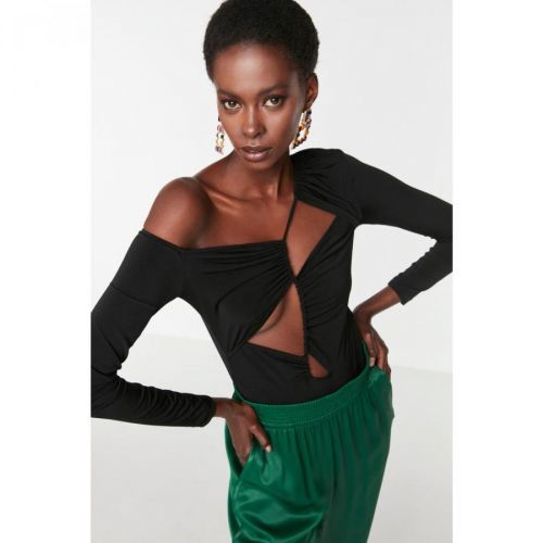 Trendyol Black Asymmetrical Collar Detailed Body