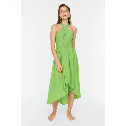 Trendyol Dark Green Halter Neck Detailed Dress