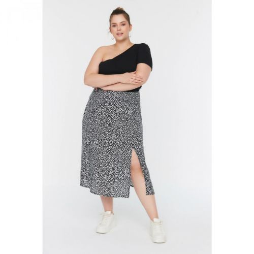 Trendyol Curve Black Slit Woven Skirt