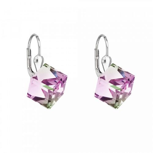 Evolution Group Stříbrné náušnice visací s krystaly Swarovski fialová kostička 31028.3 vitrail lt.