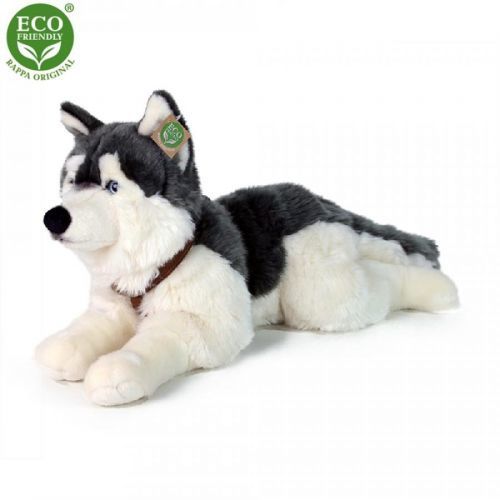 RAPPA Plyšový pes husky s obojkem ležící 60 cm ECO-FRIENDLY