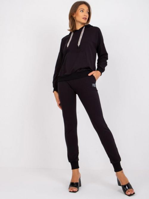 ČERNÁ TEPLÁKOVKA ALEJANDRA S VOLNOU MIKINOU -RV-KMPL-7519.25-BLACK Velikost: S/M