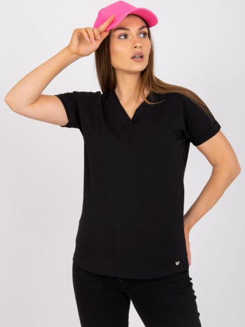 ČERNÉ DÁMSKÉ BASIC TRIČKO RV-TS-7666.19-BLACK Velikost: S/M