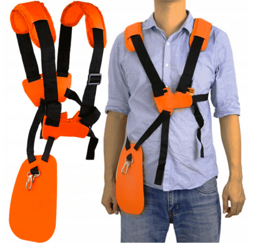 Dvouramenný popruh ke křovinořezu černooranžový