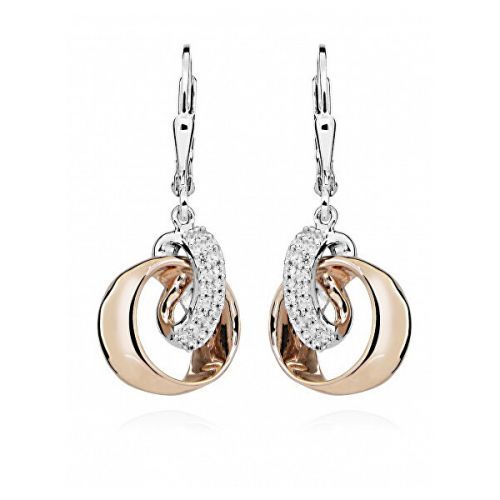 Silver Cat Stylové bicolor náušnice s kubickými zirkony SC445