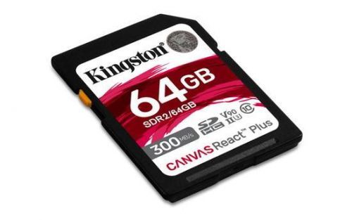 KINGSTON 64GB Canvas React Plus SDHC UHS-II 300R/260W U3 V90 for Full HD/4K/8K, SDR2/64GB