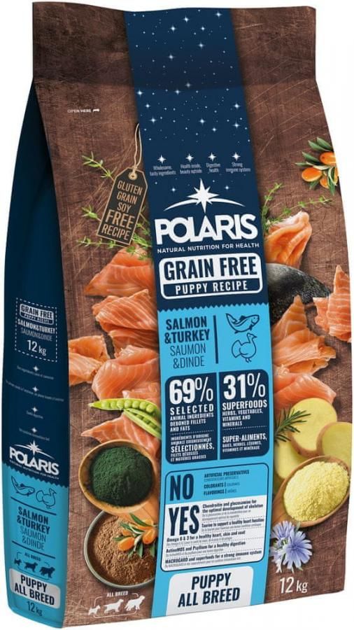 POLARIS bezobilné granule pes Junior losos, krůta 12 kg