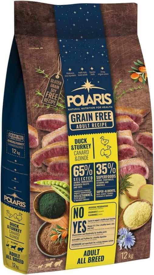 POLARIS bezobilné granule pes Adult kachna, krůta 12 kg