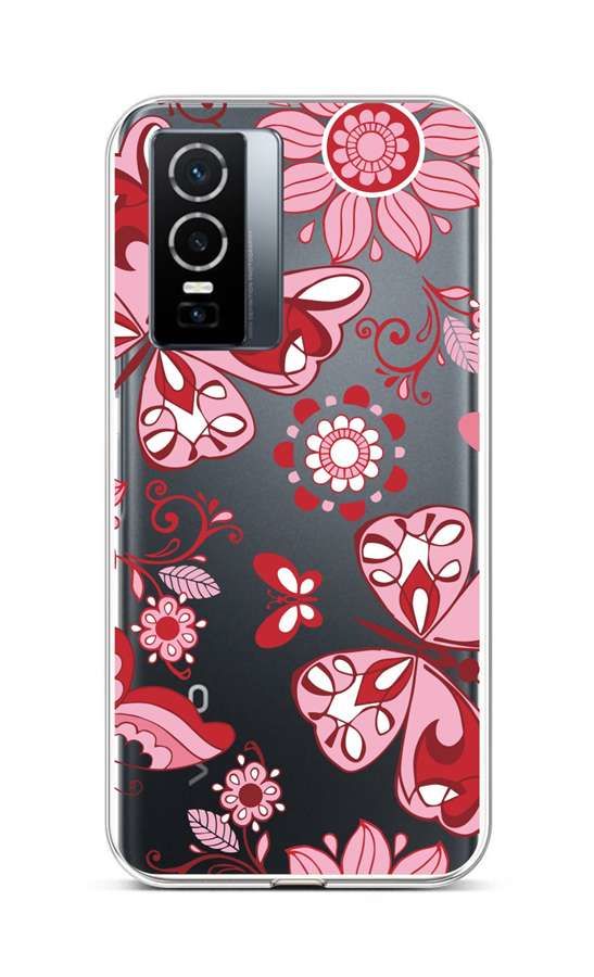 Kryt TopQ Vivo Y76 5G silikon Pink Butterfly 72502