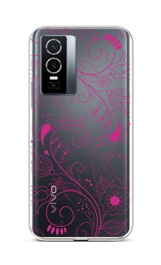 Kryt TopQ Vivo Y76 5G silikon Pink Ornament 72460