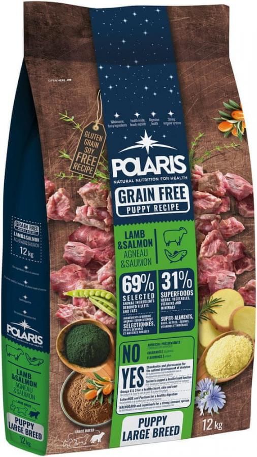 POLARIS bezobilné granule pes Junior L.Breed jehně, losos 12 kg