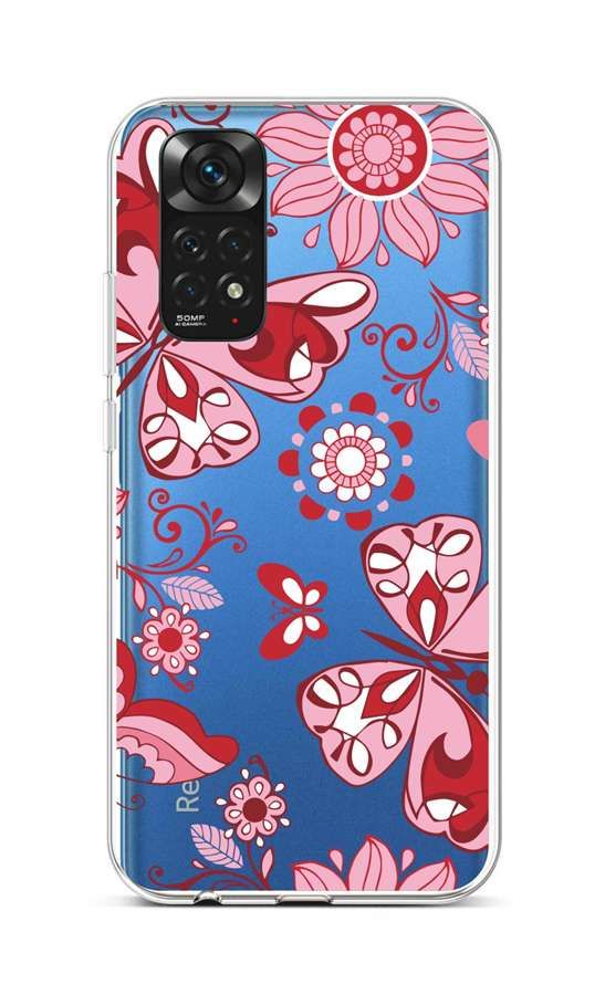 Kryt TopQ Xiaomi Redmi Note 11 silikon Pink Butterfly 71898