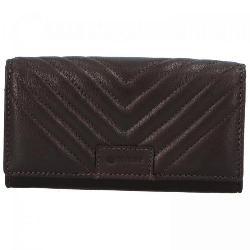 Dámská kožená peněženka s prošíváním Lika, hnědá