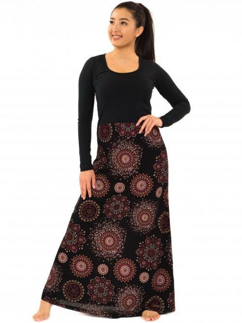 Himalife Dlouhé šaty Indira - černá s červenou Velikost: S/M