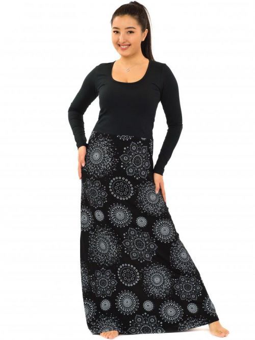 Himalife Dlouhé šaty Indira - černá s bílou Velikost: S/M