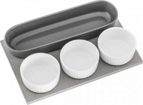 Set 4 servírovacích misek s podnosem Villa Altachiara Yin&Yang, 29 x 18,5 cm