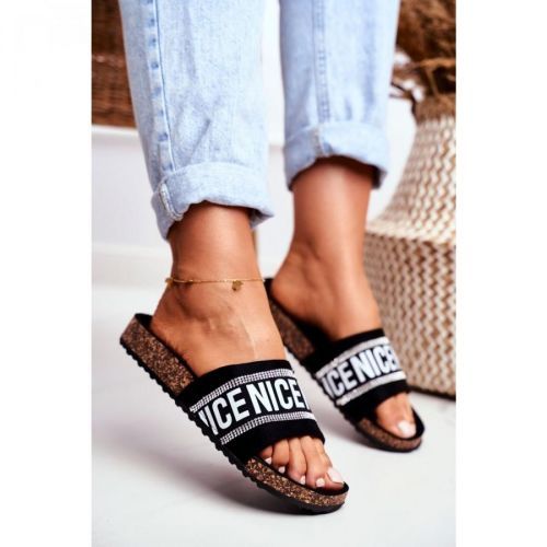 Women's Flip-flops Black Zircons BeNice