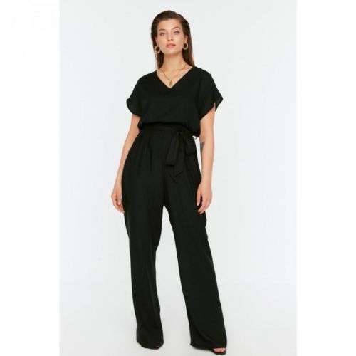 Trendyol Curve Black Belted Wide Leg Woven Overalls
