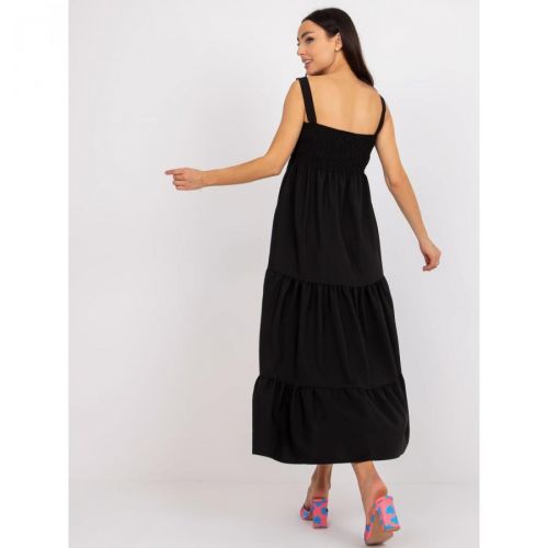 Black dress on straps with a frill RUE PARIS