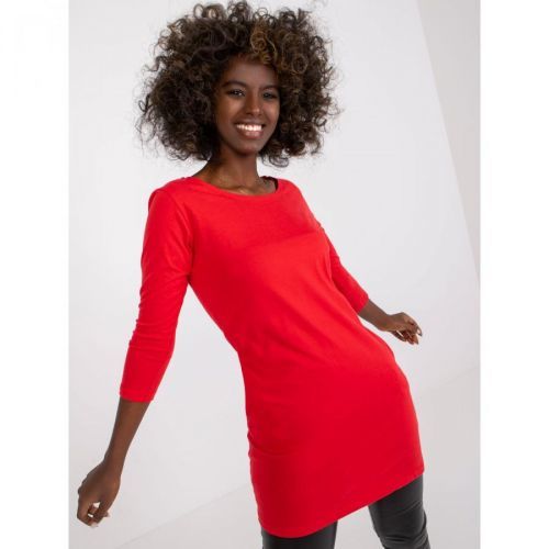 Basic red cotton tunic with pockets Canaria MAYFLIES