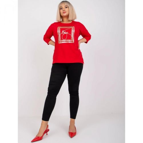 Angelicay red plus size 3/4 sleeve blouse