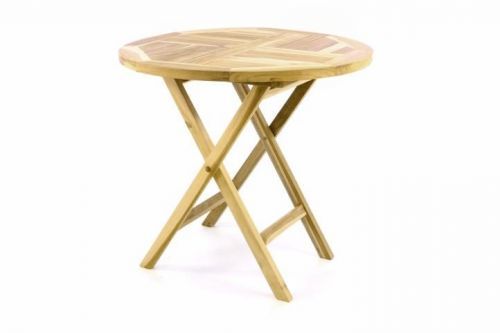 DIVERO Zahradní stůl sklopný z teakového dřeva -  Ø 80 cm