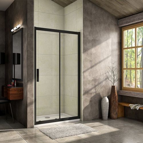 H K Luxusní posuvné sprchové dveře ALTO BLACK 116- 120x195cm L/P se Soft close zavíráním SE-ALTOBLACK120SET