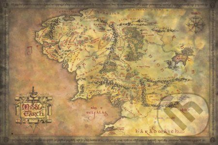 Plagát The Lord Of The Rings: Map Of Middle Earth