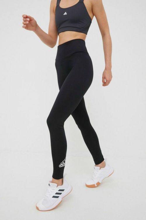 Tréninkové legíny adidas Designed To Move dámské, černá barva, hladké