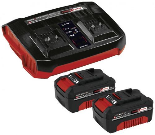 Akumulátor do nářadí a nabíječka, Einhell Power X-Change PXC-Starter-Kit 2x 4,0Ah  a  Twincharger Kit 4512112, 18 V, 4.0 Ah, Li-Ion akumulátor