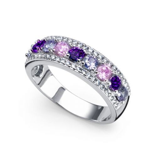 Oliver Weber Třpytivý stříbrný prsten s kubickými zirkony Balance 63269 52 mm