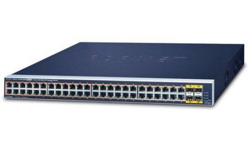 Planet GS-4210-48P4S PoE switch L2/L4, 48x 1000Base-T, 4x SFP, Web/SNMPv3, ext 10Mb/s, IEEE 802.3at-440W, GS-4210-48P4S