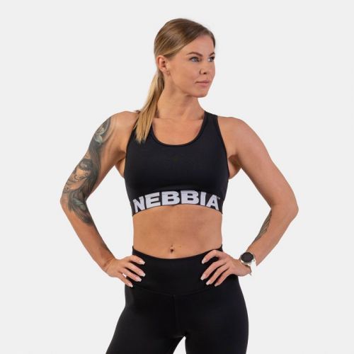 Sportovní podprsenka Medium Impact Cross Back Black S - NEBBIA