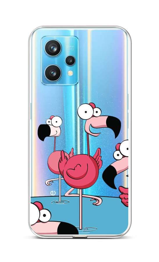Kryt TopQ Realme 9 Pro+ silikon Cartoon Flamingos 73225