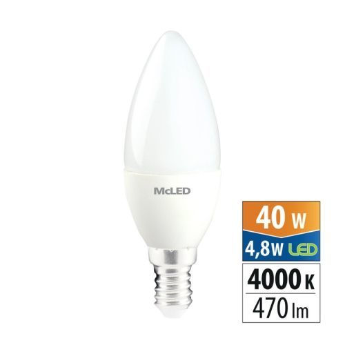 LED žárovka E14 McLED 4,8W (40W) neutrální bílá (4000K) svíčka ML-323.028.87.0