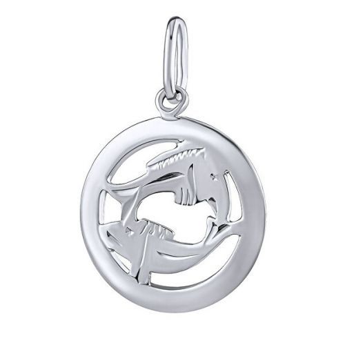 Silvego Stříbrný přívěsek znamení zvěrokruhu Ryby - kulatý SILVEGOB10283S03