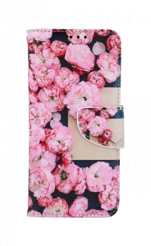 Pouzdro TopQ Xiaomi Redmi Note 11 knížkové Růžové květy 73676