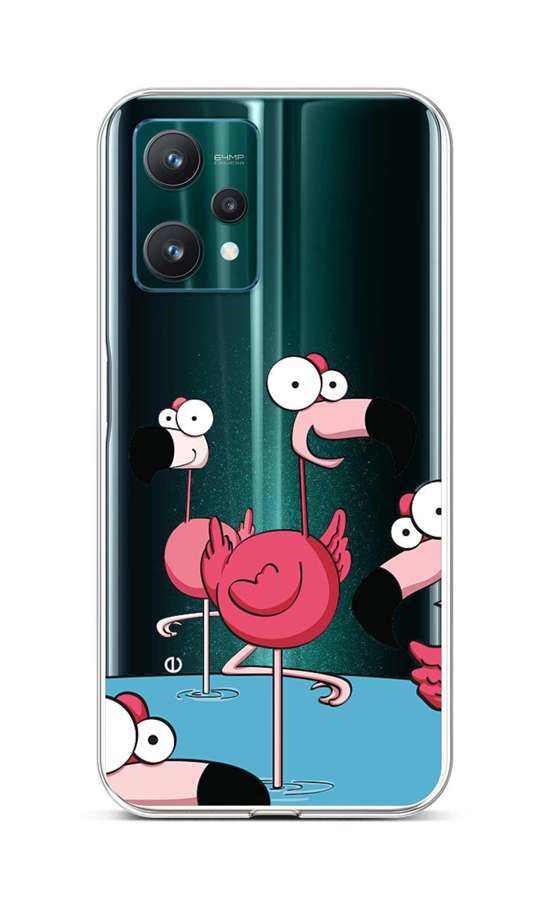 Kryt TopQ Realme 9 Pro silikon Cartoon Flamingos 73170