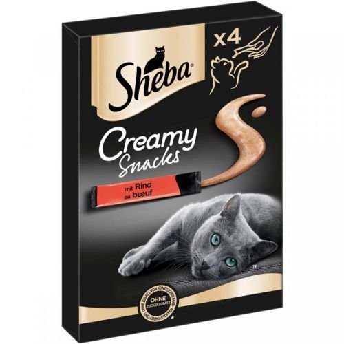 SHEBA® Creamy Snacks s hovězím masem 8×12 g