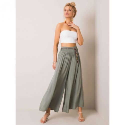 Khaki wide pants