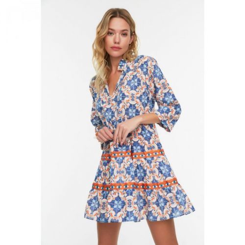 Trendyol Patterned Stripe Detailed Voile Dress