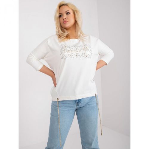 Ecru cotton plus size blouse with silver application