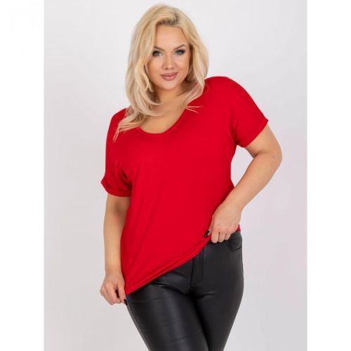 Basic red plus size blouse made of viscose