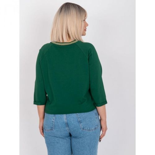 Dark green plus size blouse with Maileen ribbing