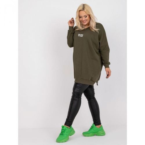 Khaki plus size sweatshirt tunic with Raella slogan