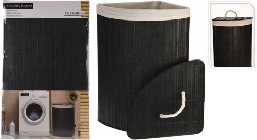 Koš na prádlo rohový bambus 35 x 35 x 60 cm černá